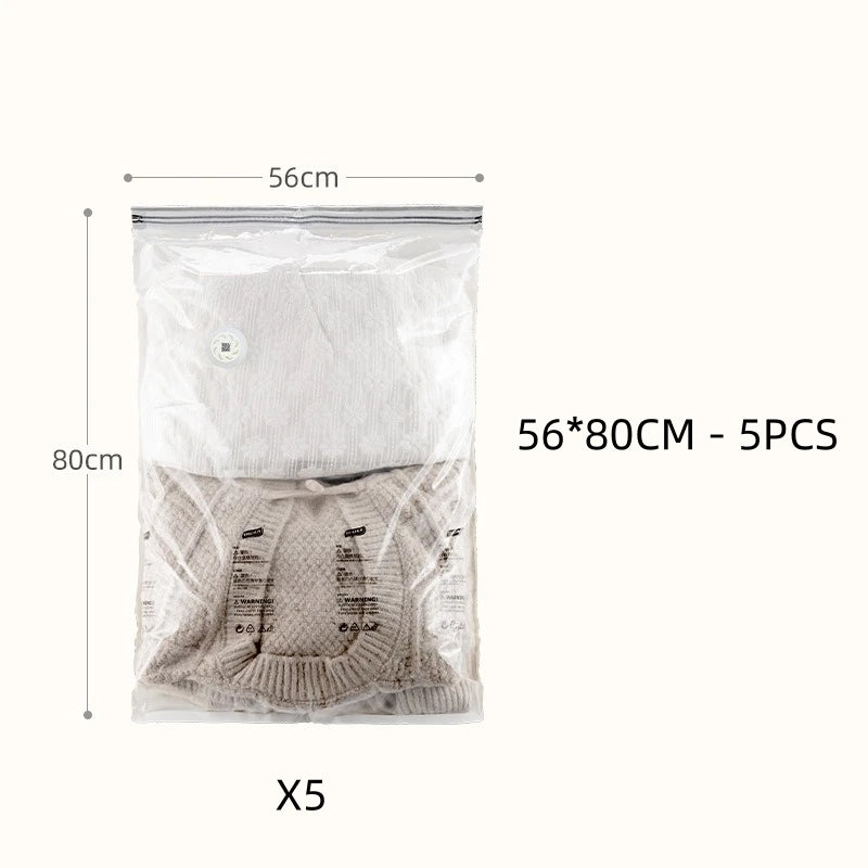 TAILI No-Pump Vacuum Storage Bags for Clothes & Blankets 3-5pc Vacuum Storage Bags PLUSH M 5 PCS