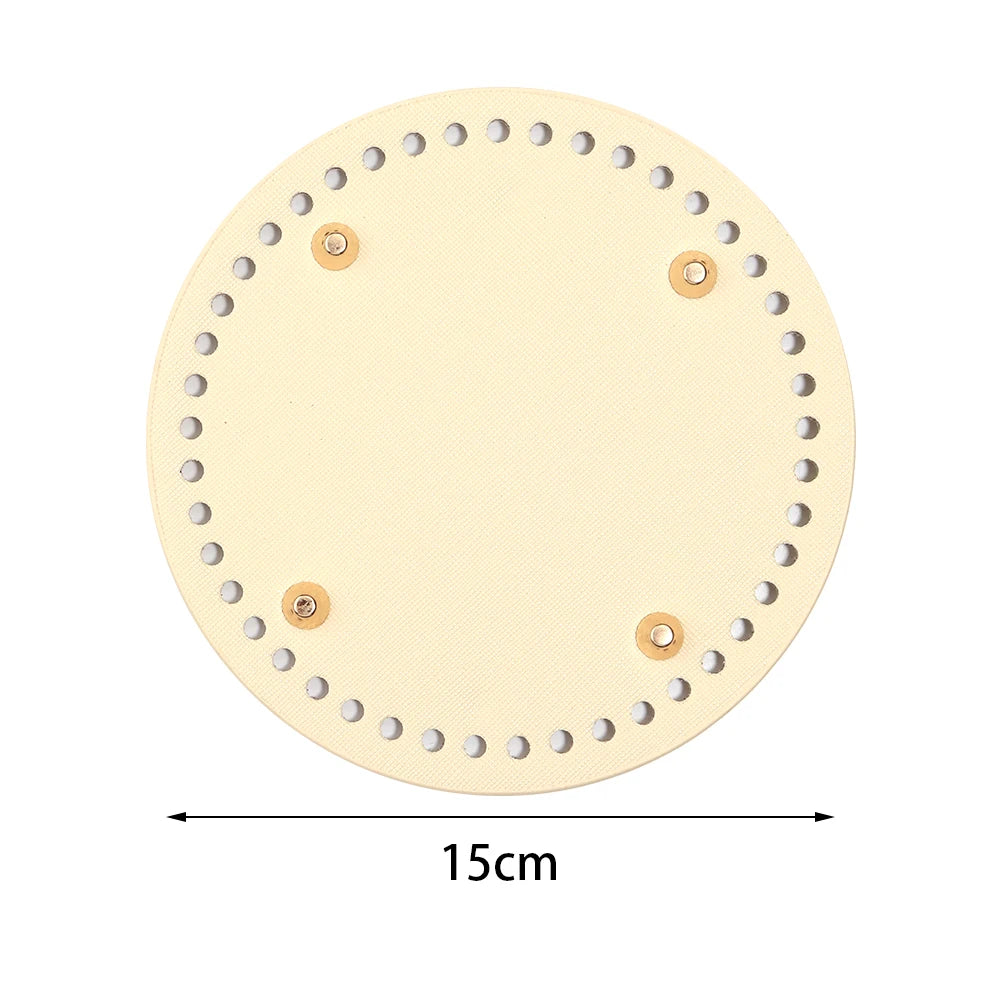 Round PU Leather Bag Base with Rivets – 12/15/18cm DIY Handbag Bag Making Base PLUSH apricot 15cm