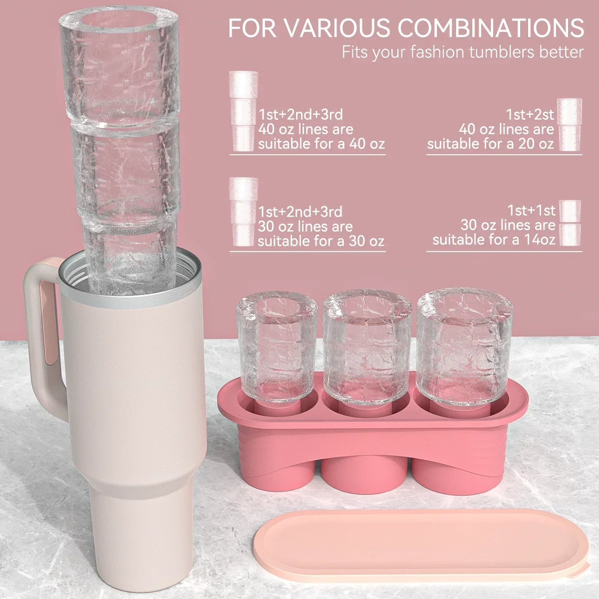 Silicone Ice Cube Tray for Stanley Tumbler – 3 Hollow Cylinders Silicone Ice Cube Tray PLUSH