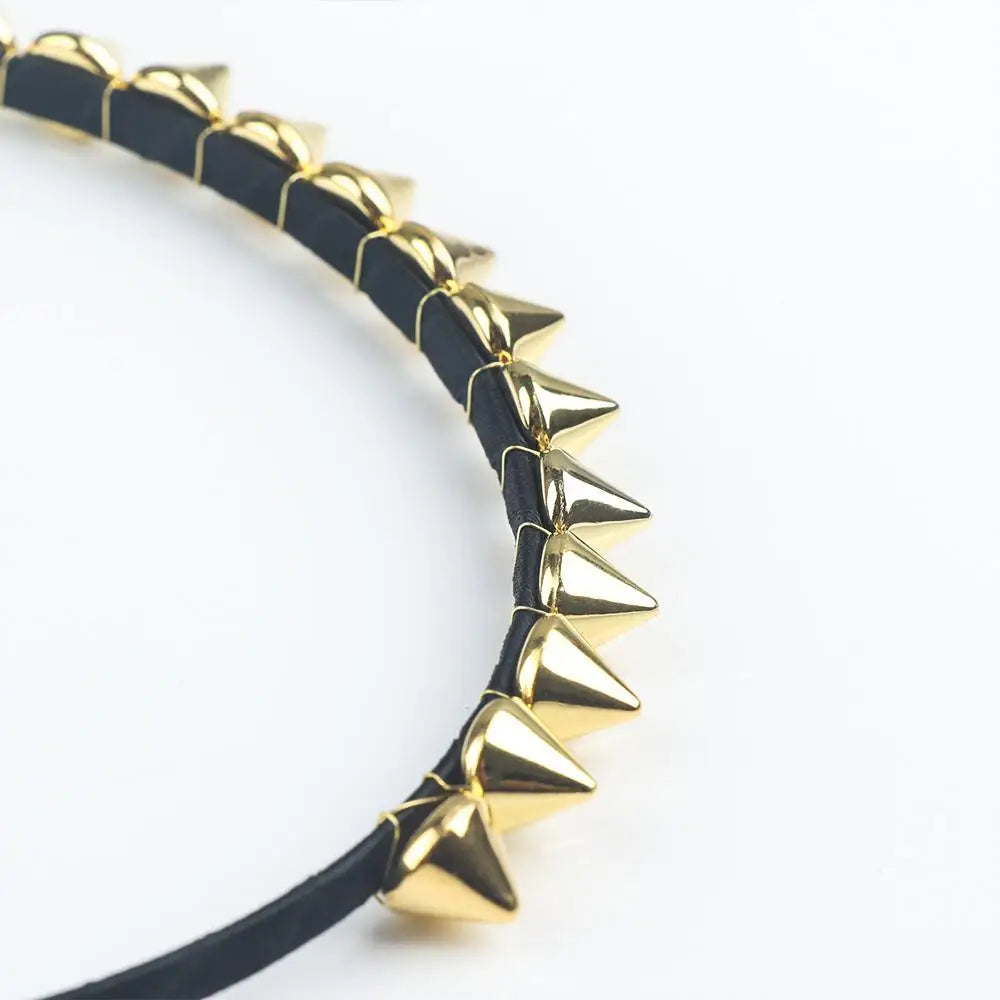 Punk Rock Bow Rivet Headband – Studded Metal Hair Band Rivet Hair Headband PLUSH
