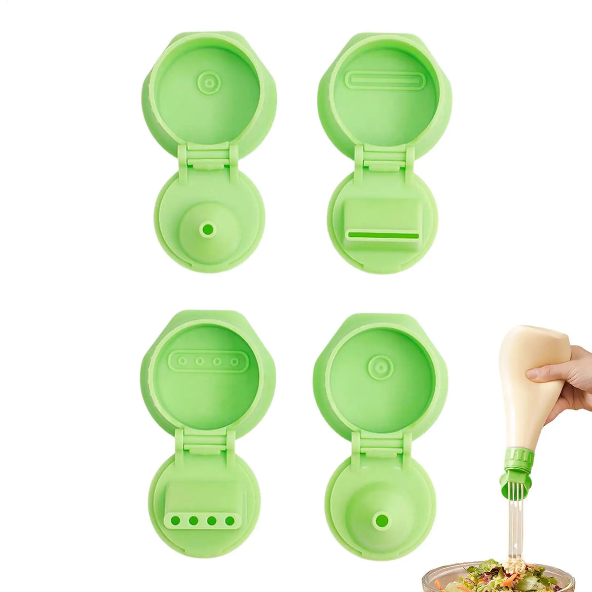 4-Pack Squeeze Bottle Caps – Universal Sauce Dispenser Lids Condiment Bottle Lids PLUSH