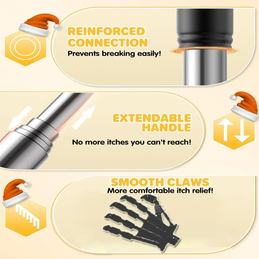 Telescopic Back Scratcher – Stainless Steel, Non-Slip Grip Back Scratcher Tool PLUSH