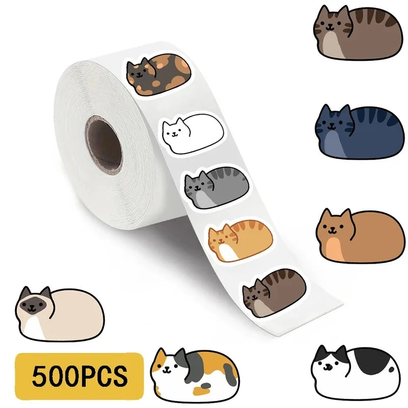 500pcs Kawaii Cat Stickers – Waterproof Laptop & Scrapbook Decorative Sticker Pack PLUSH