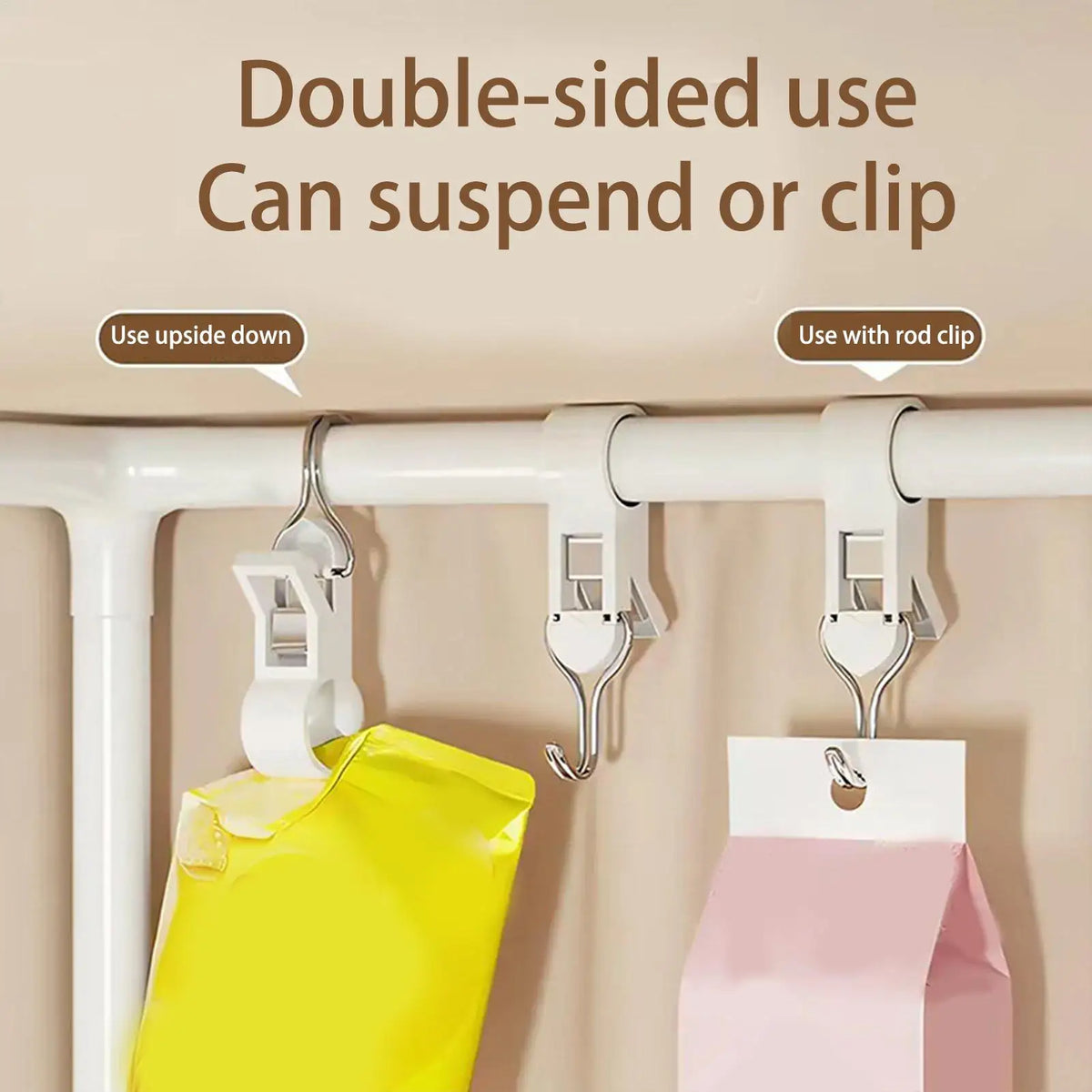 4pcs No-Drill Tube Clamp Hooks | Multi-Purpose Pipe Clip Clamp Hook Organizer PLUSH