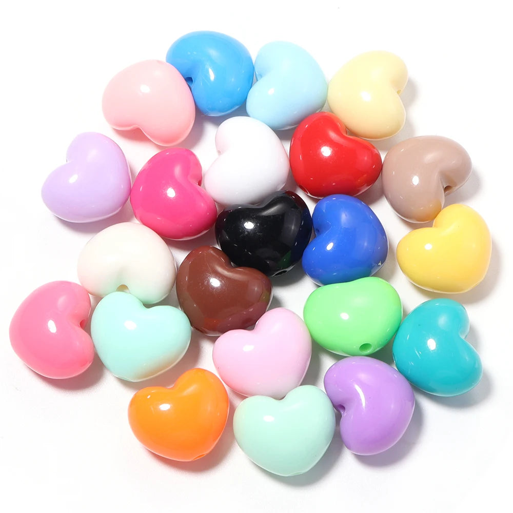 10pcs Heart Acrylic Spacer Beads – DIY Jewelry Making Acrylic Spacer Beads PLUSH random mixed