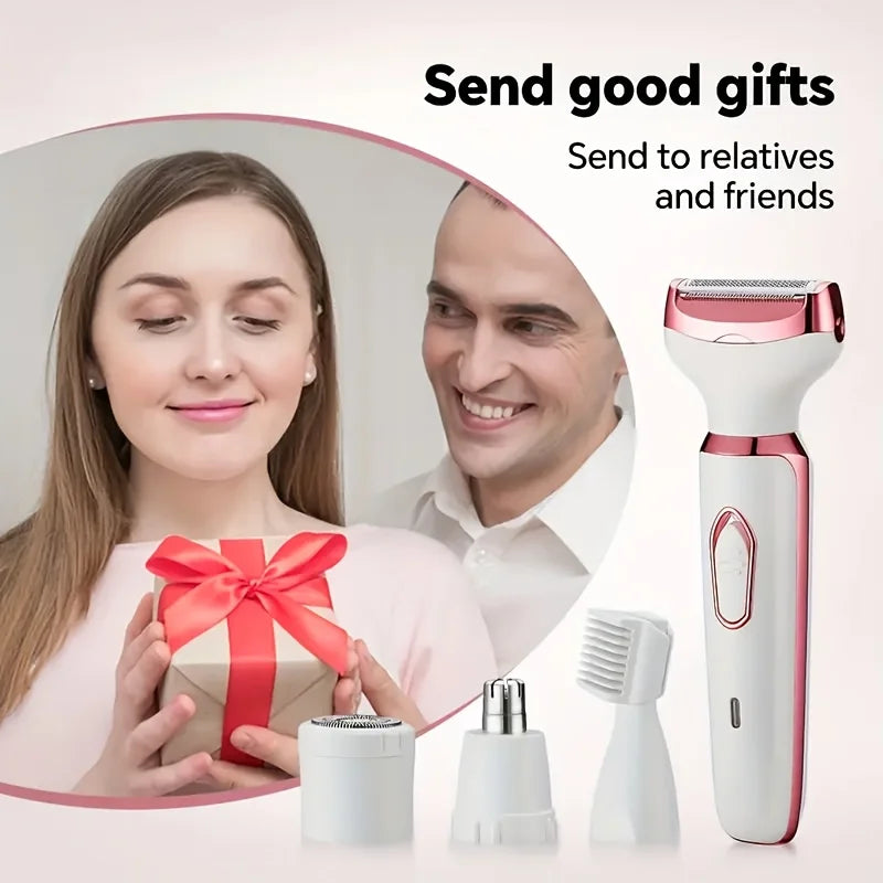 Women's 4-in-1 Rechargeable Electric Shaver & Grooming Kit Women's Electric Shaver PLUSH 4 in 1 USB Type-C