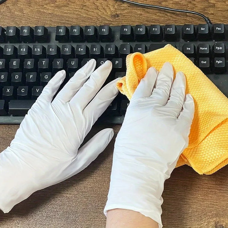 White Disposable Nitrile Gloves 100/50/20 Pcs | S–XL Disposable Nitrile Gloves PLUSH