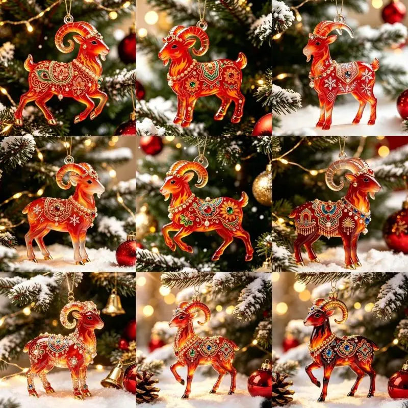 Acrylic Goat Christmas Tree Ornament – Animal Pendant Décor Christmas Tree Ornament PLUSH