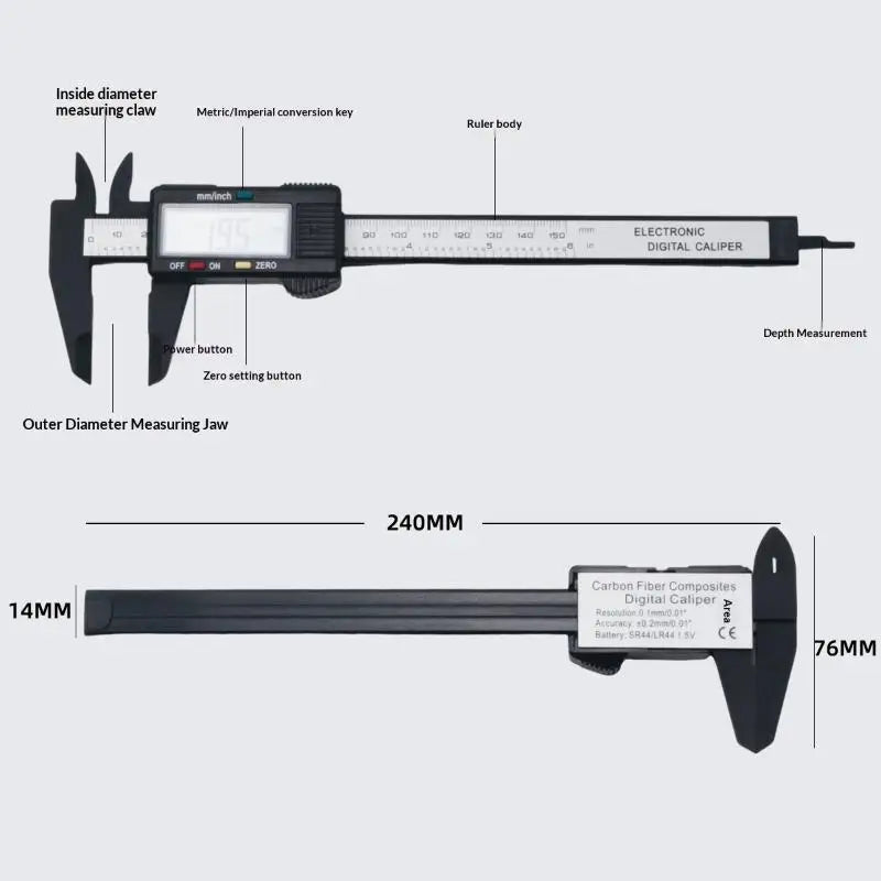 6" Digital Vernier Caliper 0–150mm LCD Electronic Measuring Tool Digital Caliper PLUSH 1pcs
