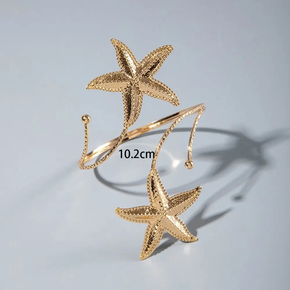 Spiral Starfish Open Cuff Bangle – Adjustable Arm Jewelry Arm Cuff Bangle PLUSH