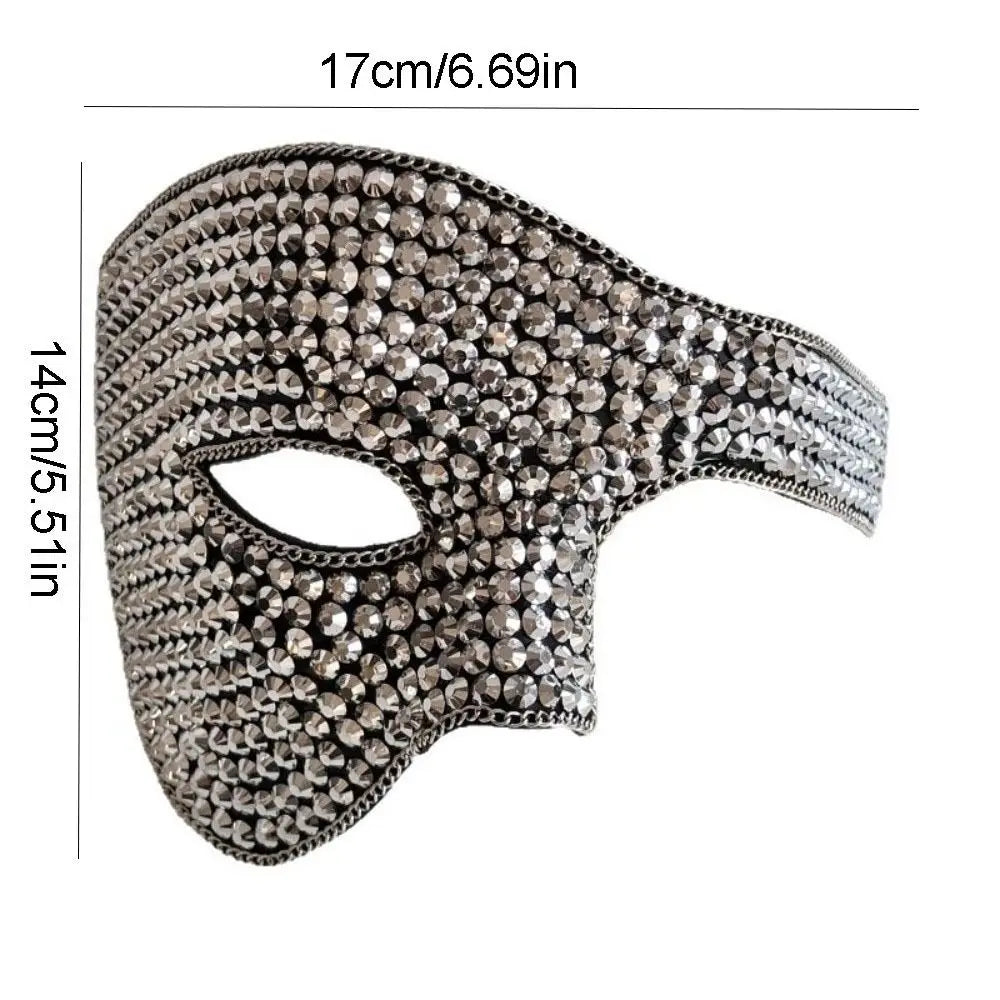 Sparkly Rhinestone Half Face Masquerade Mask | Adjustable Masquerade Mask PLUSH