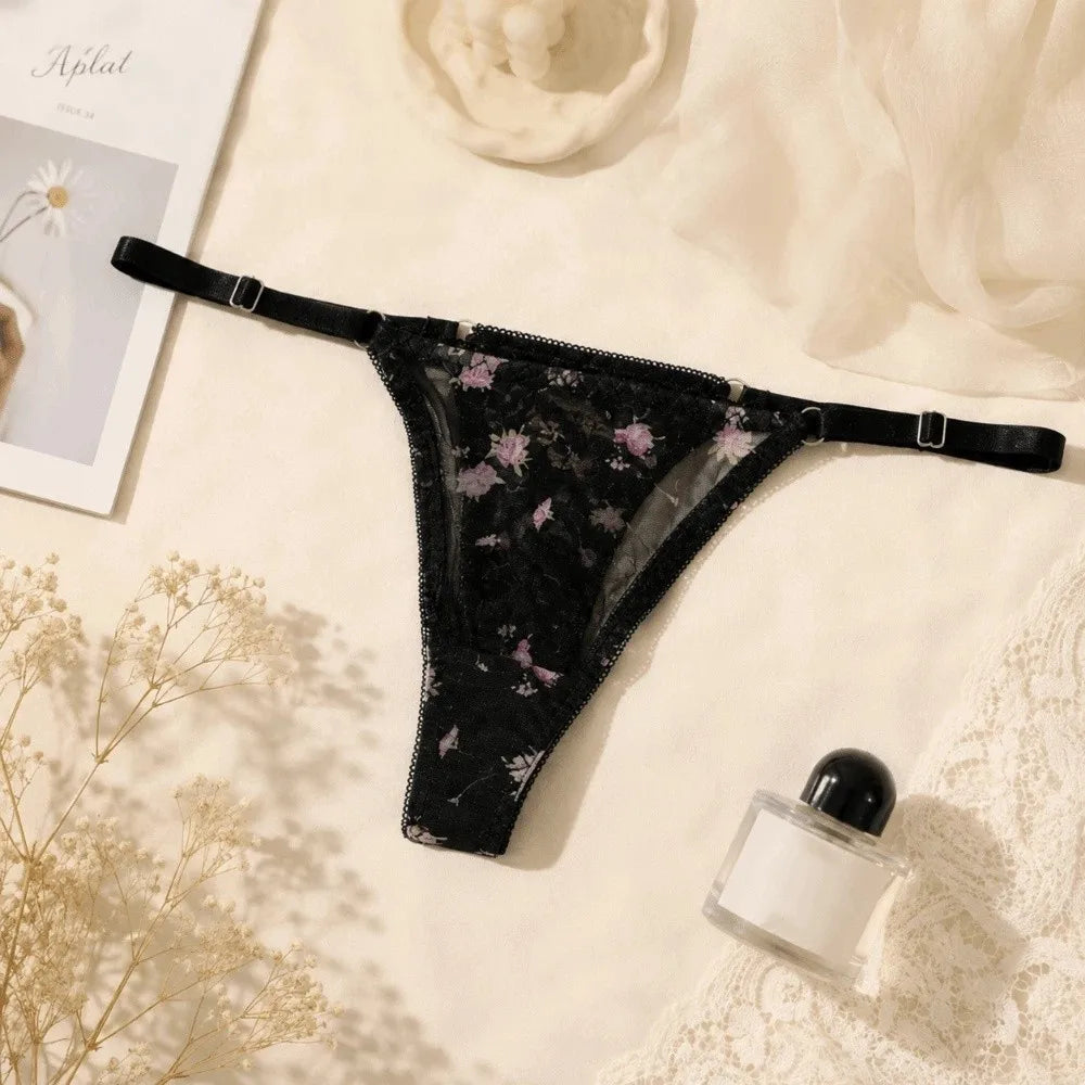 Women's Lace Floral Thong Low Rise Briefs – S to XL Women's Thong Briefs PLUSH