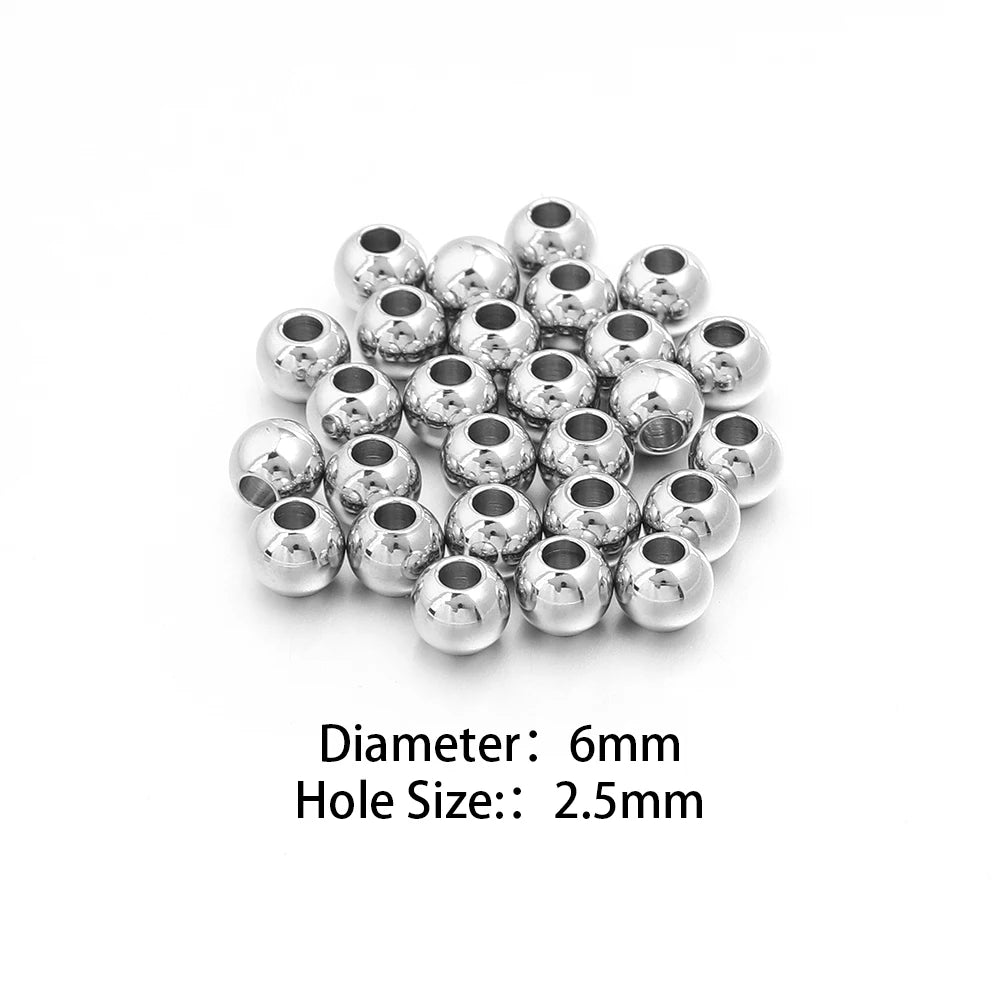 Silver Stainless Steel Big Hole Spacer Beads – DIY Jewelry Spacer Beads PLUSH 6mm hole2.5mm 50pcs