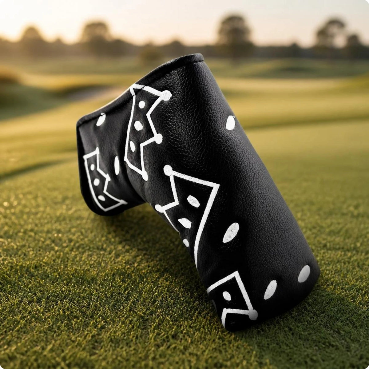 Premium PU Leather Golf Putter Headcover – Soft Lined Golf Club Headcover PLUSH Black