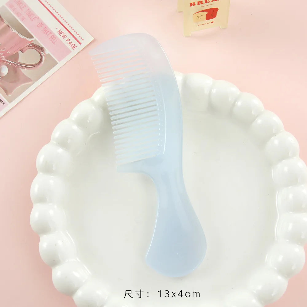 Mini Macaron Cute Pocket Hair Comb – Portable Plastic Comb Pocket Hair Comb PLUSH Jelly blue