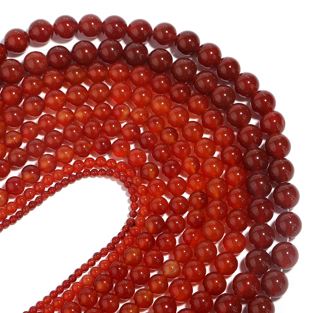 Red Agate Stone Round Spacer Beads 2–14mm | DIY Jewelry Stone Spacer Beads PLUSH