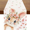 Easter Rabbit Table Runner – Spring Floral Wreath Design Table Runner PLUSH A 33X275Cm