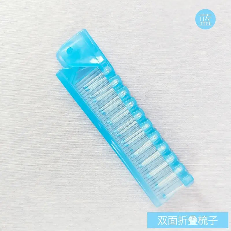 Portable Folding Hair Comb – Anti-Static Travel Comb Travel Hair Comb PLUSH Sky Blue A