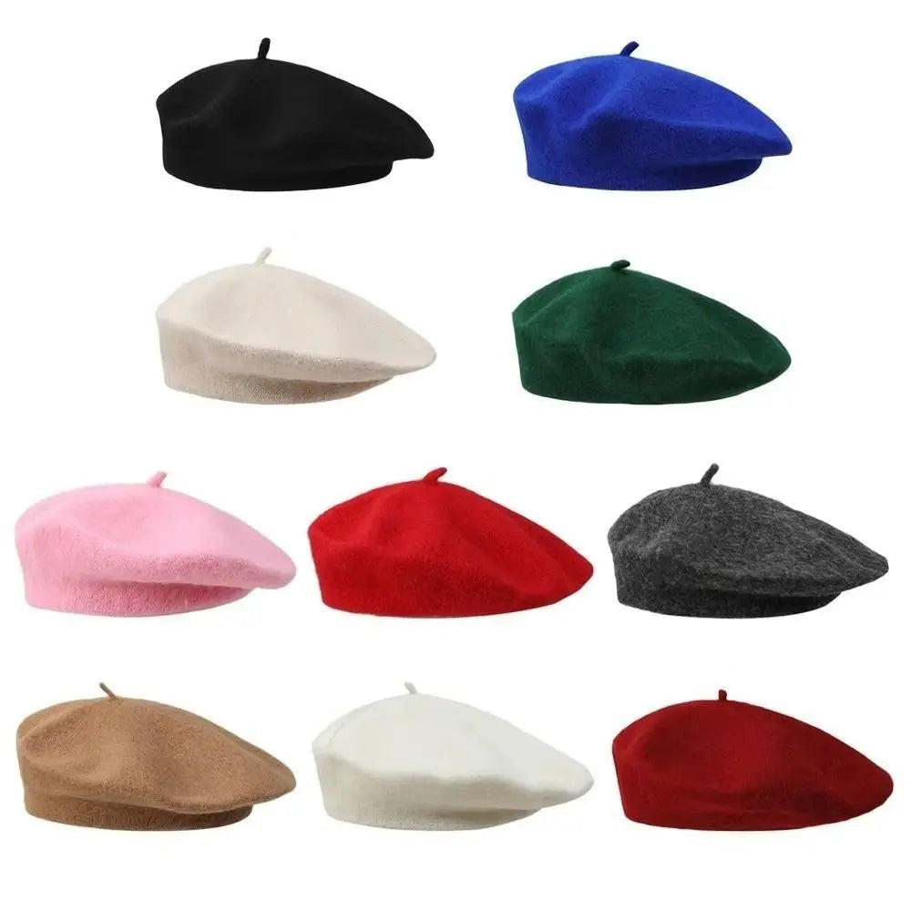 Knitted Beret Hat – Korean Y2K Solid Color Painter Cap Knitted Beret Hat PLUSH
