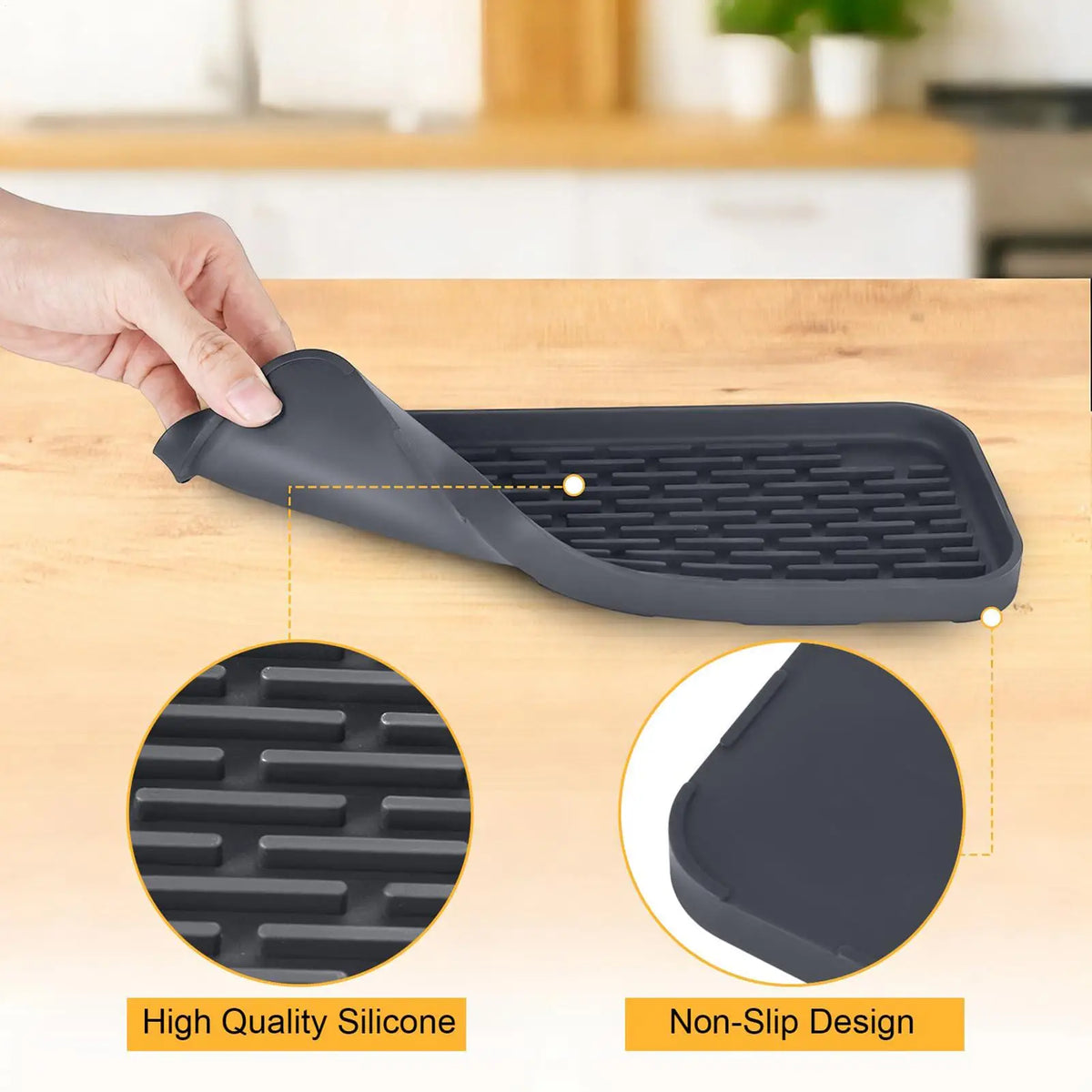 Silicone Drip Tray Non-Slip Bar Mat – Kitchen Sink Drain Pad Silicone Drip Tray PLUSH