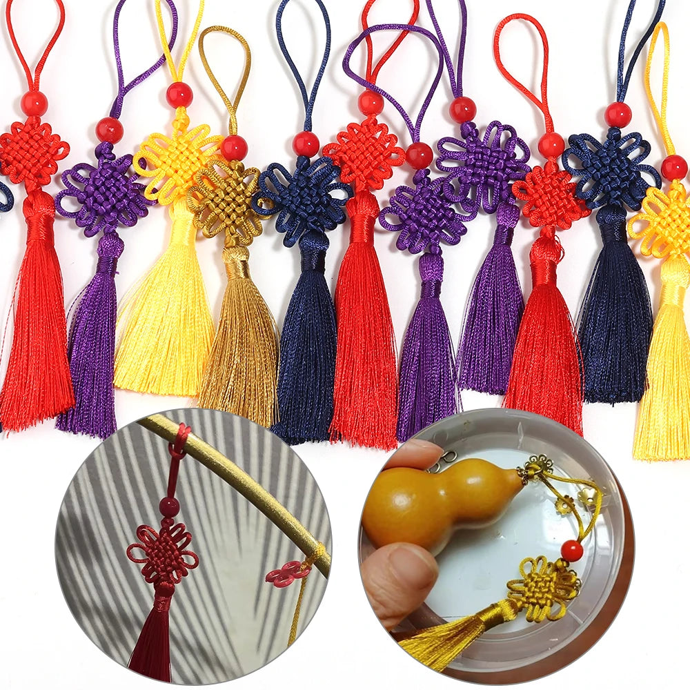 6pcs Chinese Knot Tassel Charms 140cm – DIY Jewelry & Decor Tassel Fringe Charms PLUSH