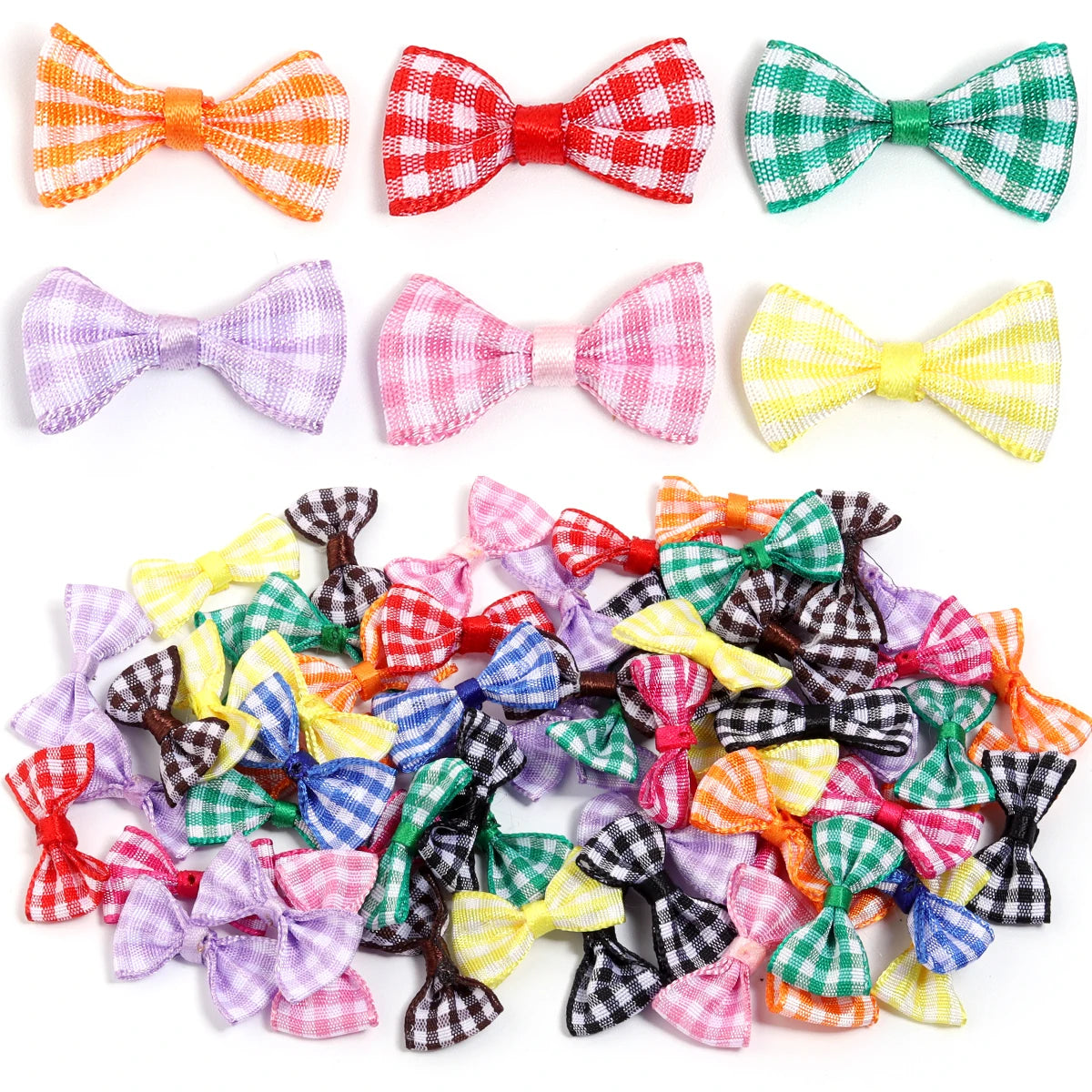 30pcs Scottish Checker Ribbon Bows – Wedding & DIY Craft Decor Ribbon Bows PLUSH