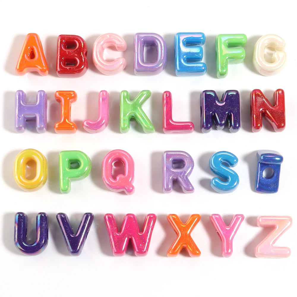 AB Iridescent Alphabet Acrylic Beads – DIY Jewelry Making