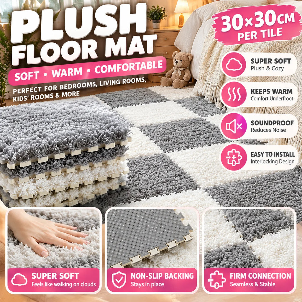 Interlocking Puzzle Mat – Thick Plush Soft Floor Tiles for Home Interlocking Floor Mat PLUSH