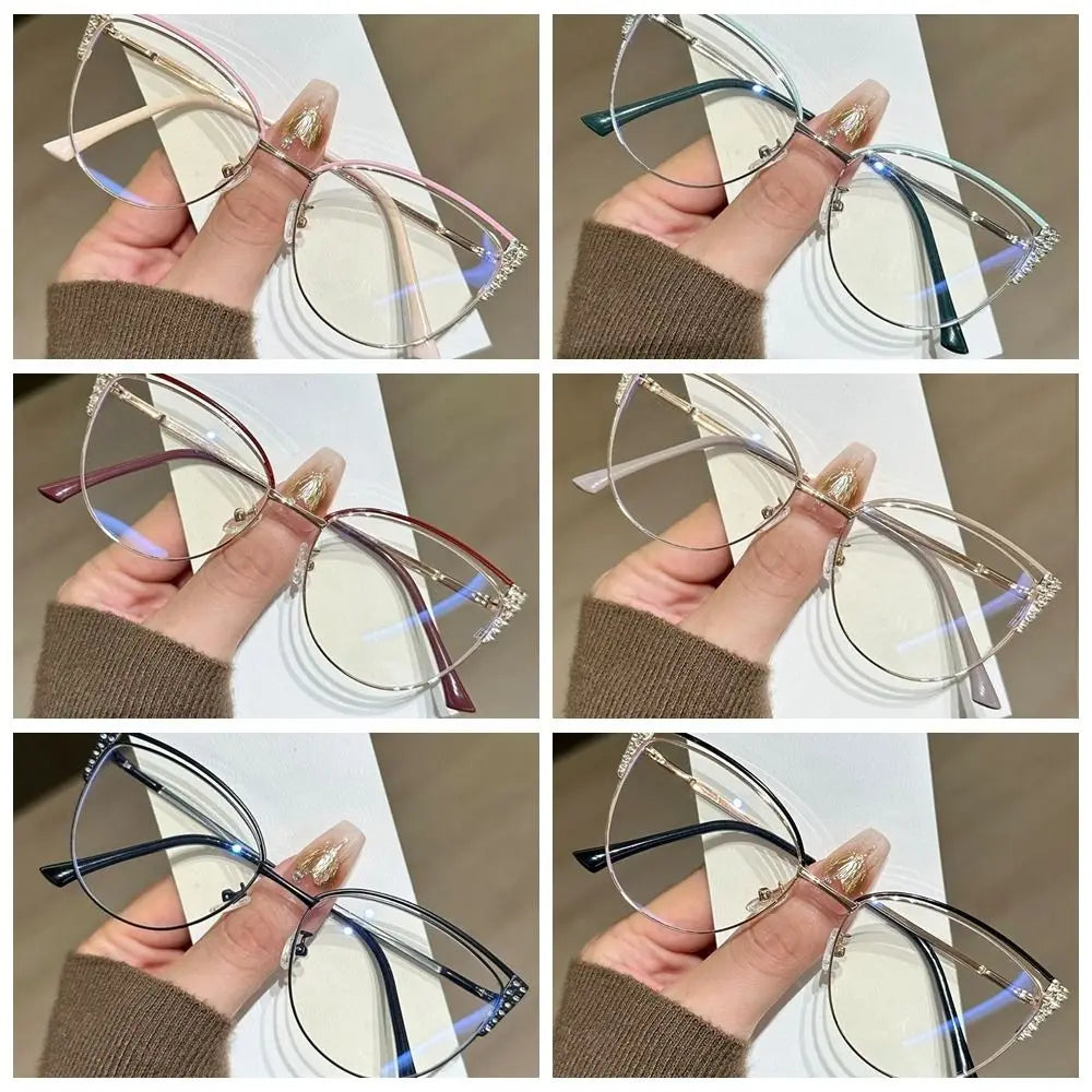 Rhinestone Blue Light Blocking Glasses – Square Frame Unisex Blue Light Glasses PLUSH