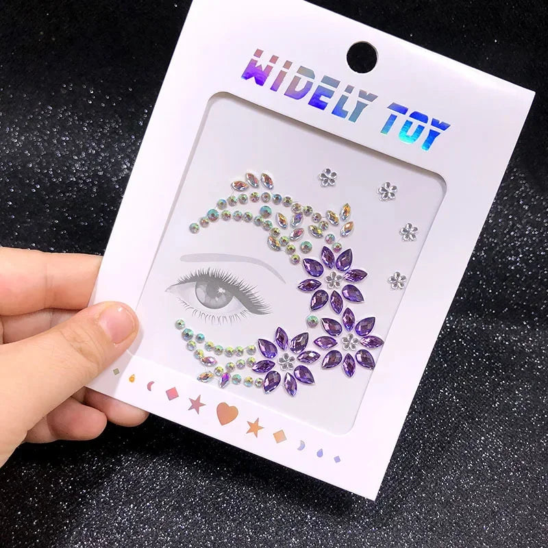 Crystal Face Gems Rhinestone Temporary Tattoo Stickers