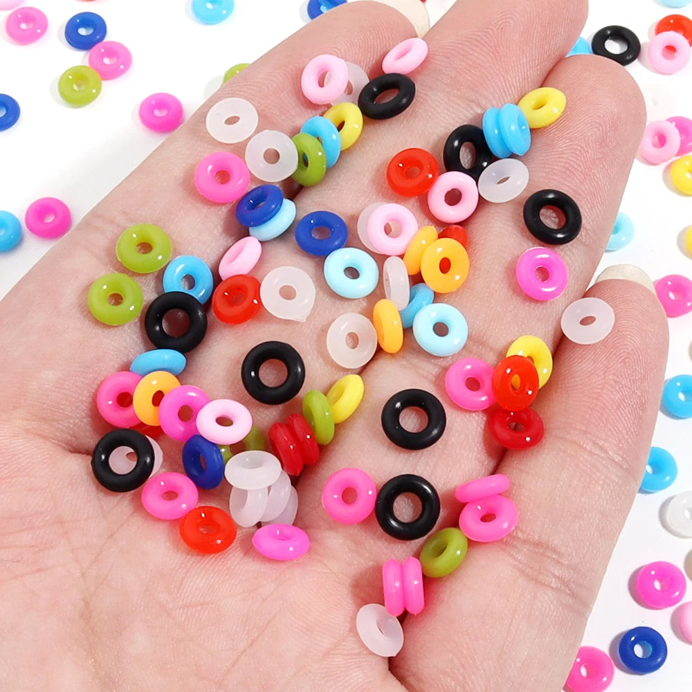 100pcs Multicolor Silicone Stopper O-Rings DIY Jewelry Spacers Jewelry Findings PLUSH