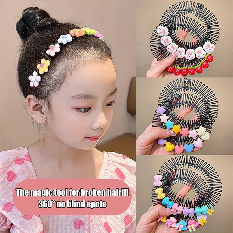 Girls Cartoon Round Disk Insert Hair Comb Clip – Kids Hair Band Kids Hair Comb PLUSH
