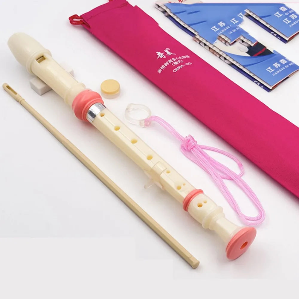 Soprano Recorder – Food Grade ABS Baroque 8-Hole Vertical Flute Soprano Recorder PLUSH 8hole Pink