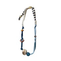 Ethnic Patchwork Cloth & Wood Bead Clavicle Necklace | Boho Boho Beaded Necklace PLUSH Strip