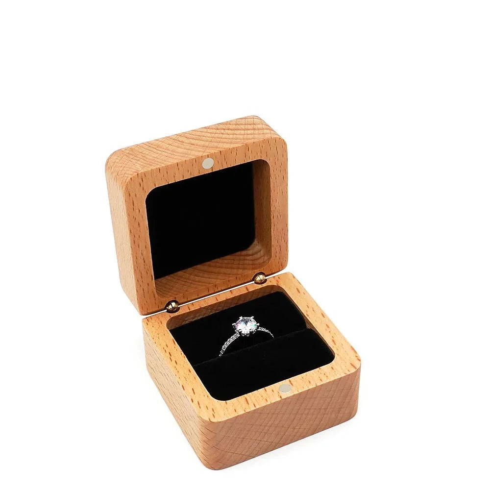 Velvet Wood Ring & Earring Box – Retro Jewelry Display Tray Jewelry Display Box PLUSH Black Single Ring