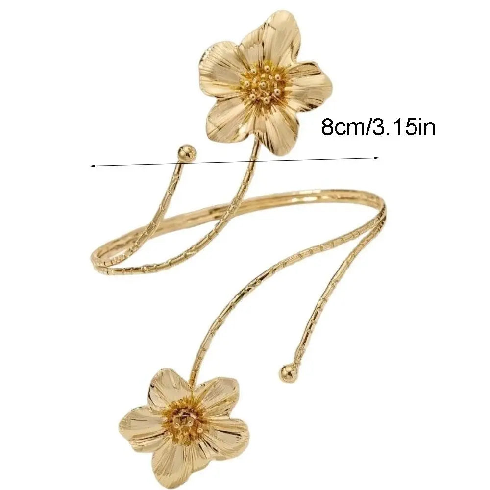 Enamel Flower Bangle Bracelet – Adjustable Open Cuff for Women Enamel Bangle Bracelet PLUSH
