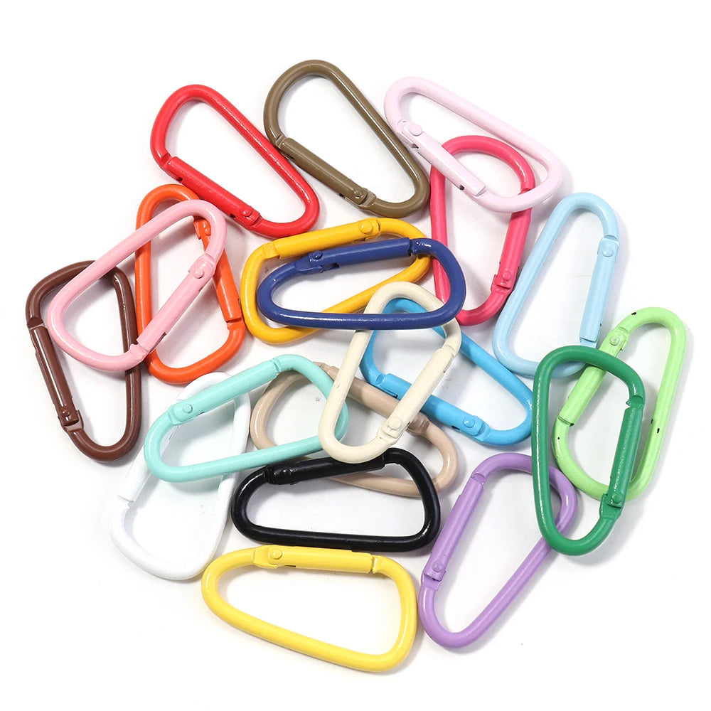 Colorful D-Shape Spring Clasps Carabiner Keyrings – 10-20pcs Jewelry Findings PLUSH mixed 10pcs