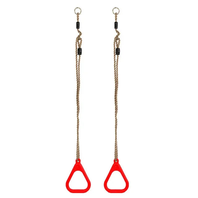 Kids Outdoor Gym Rings – Playground Pull-Up Swing Rings Kids Gym Rings PLUSH red