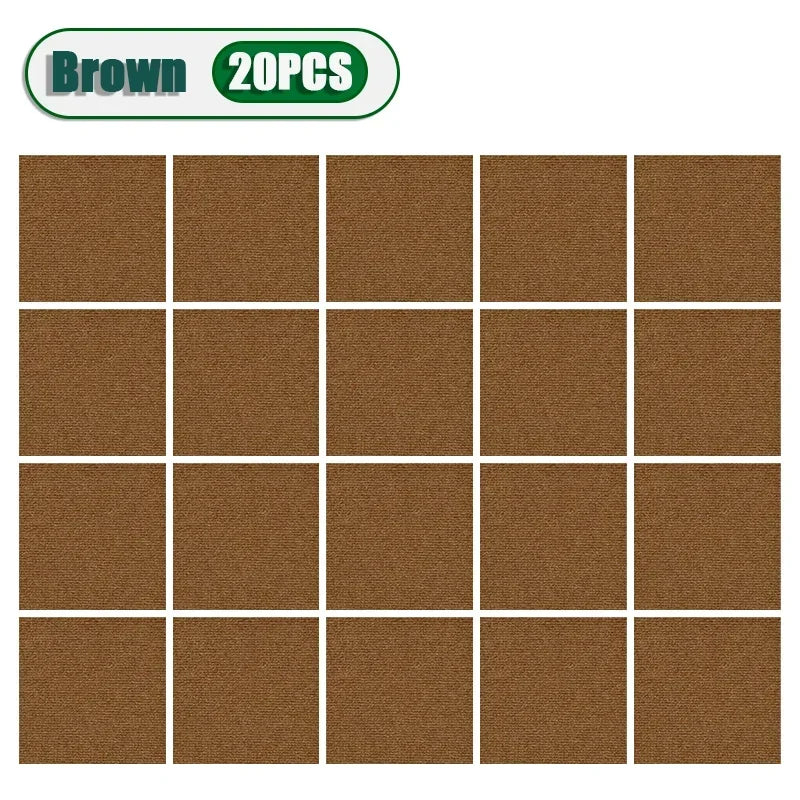 50pcs Peel & Stick Carpet Tiles 30x30cm – DIY Floor Mats Peel & Stick Carpet Tiles PLUSH Brown-20PCS 30X30CM
