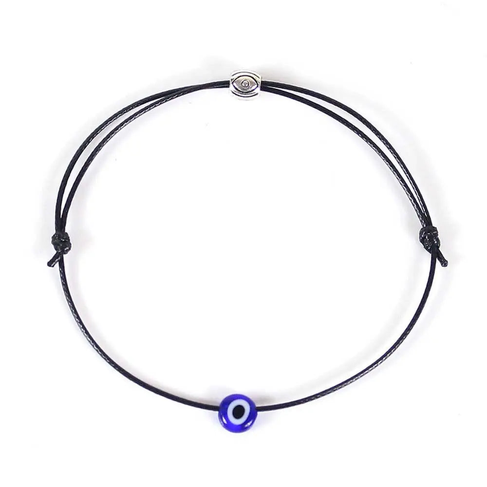 Handmade Evil Eye Rope Bracelet – Adjustable Braided String Charm Bracelet PLUSH black