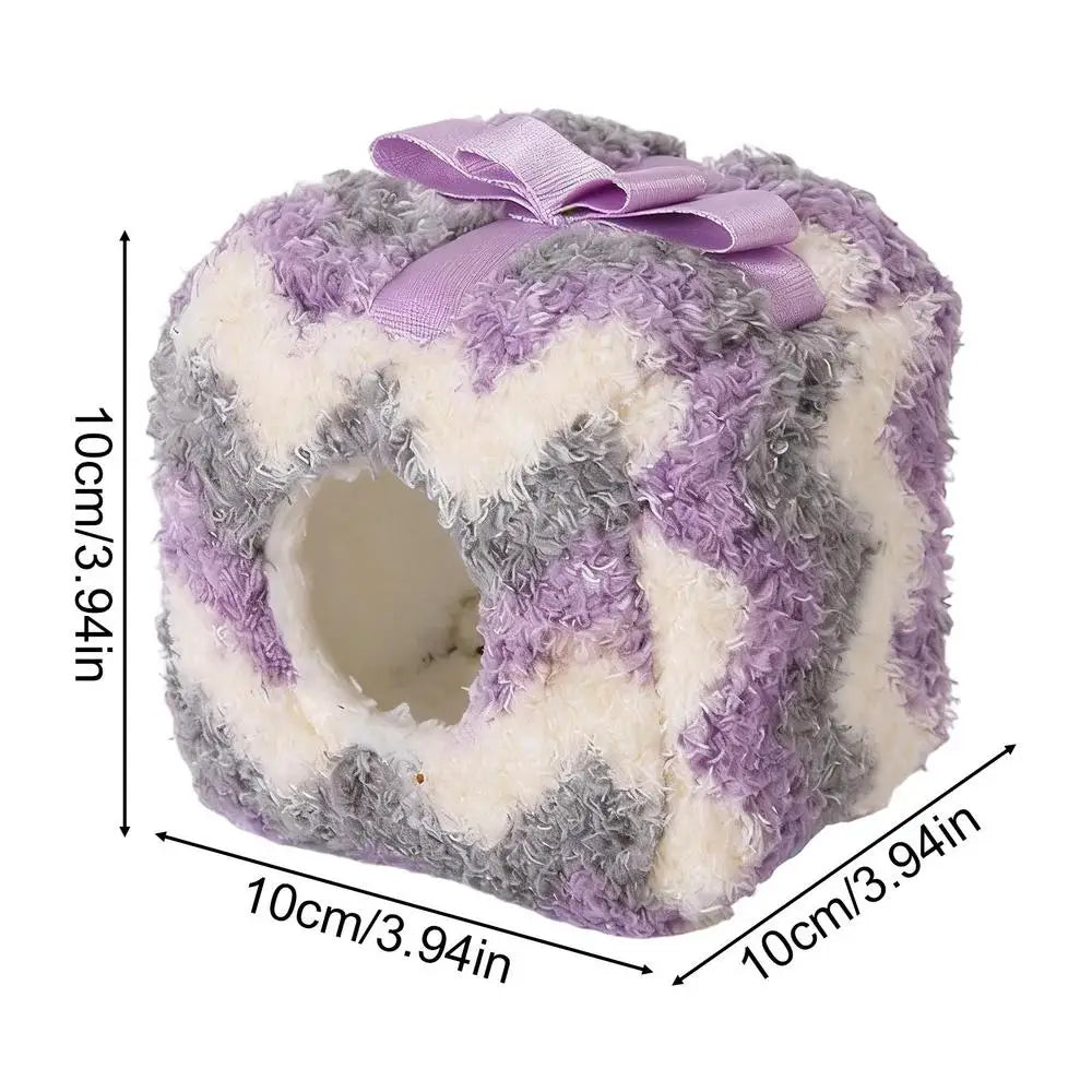 Warm Plush Hamster Nest Bed | Small Pet House for Guinea Pigs Small Pet Nest PLUSH Red