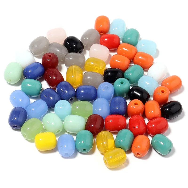30pcs Barrel Glass Spacer Beads 10x8mm Multicolor DIY Jewelry Glass Spacer Beads PLUSH