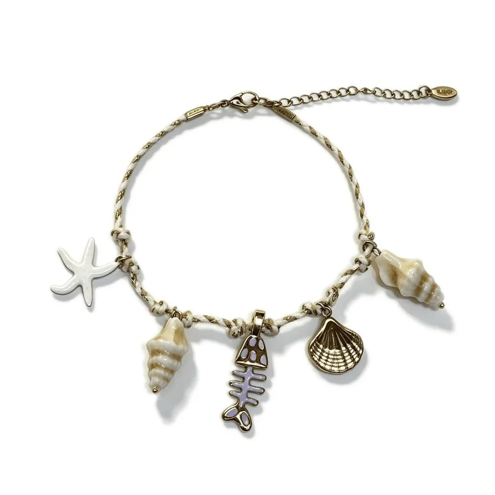 Ocean Style Stainless Steel Bracelet – Starfish Shell Charm Charm Bracelet PLUSH Style A