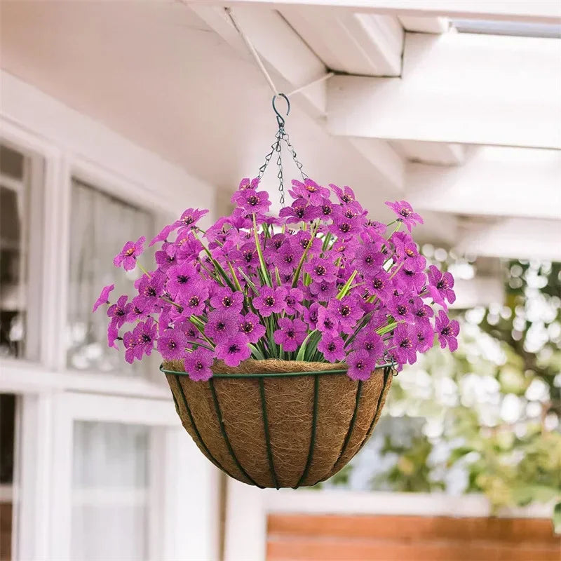 Artificial Violet Flowers UV Resistant Faux Outdoor Plants Decor Artificial Outdoor Flowers PLUSH