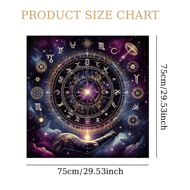 Tarot Card Altar Cloth – Celestial Zodiac Divination Mat Altar Tablecloth PLUSH 75Cmx75Cm