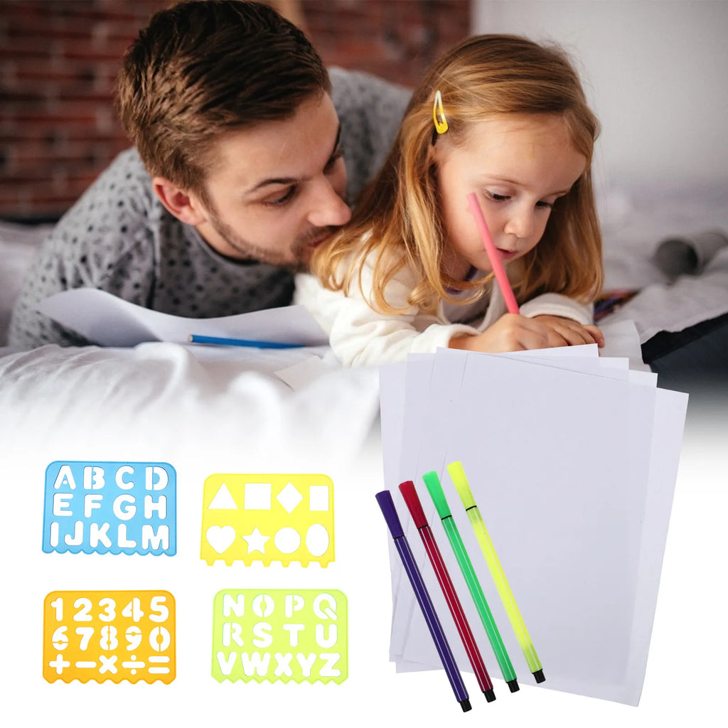 Kids Alphabet & Number Stencil Ruler Set – Plastic Learning Tool Kids Stencil Set PLUSH Default Title