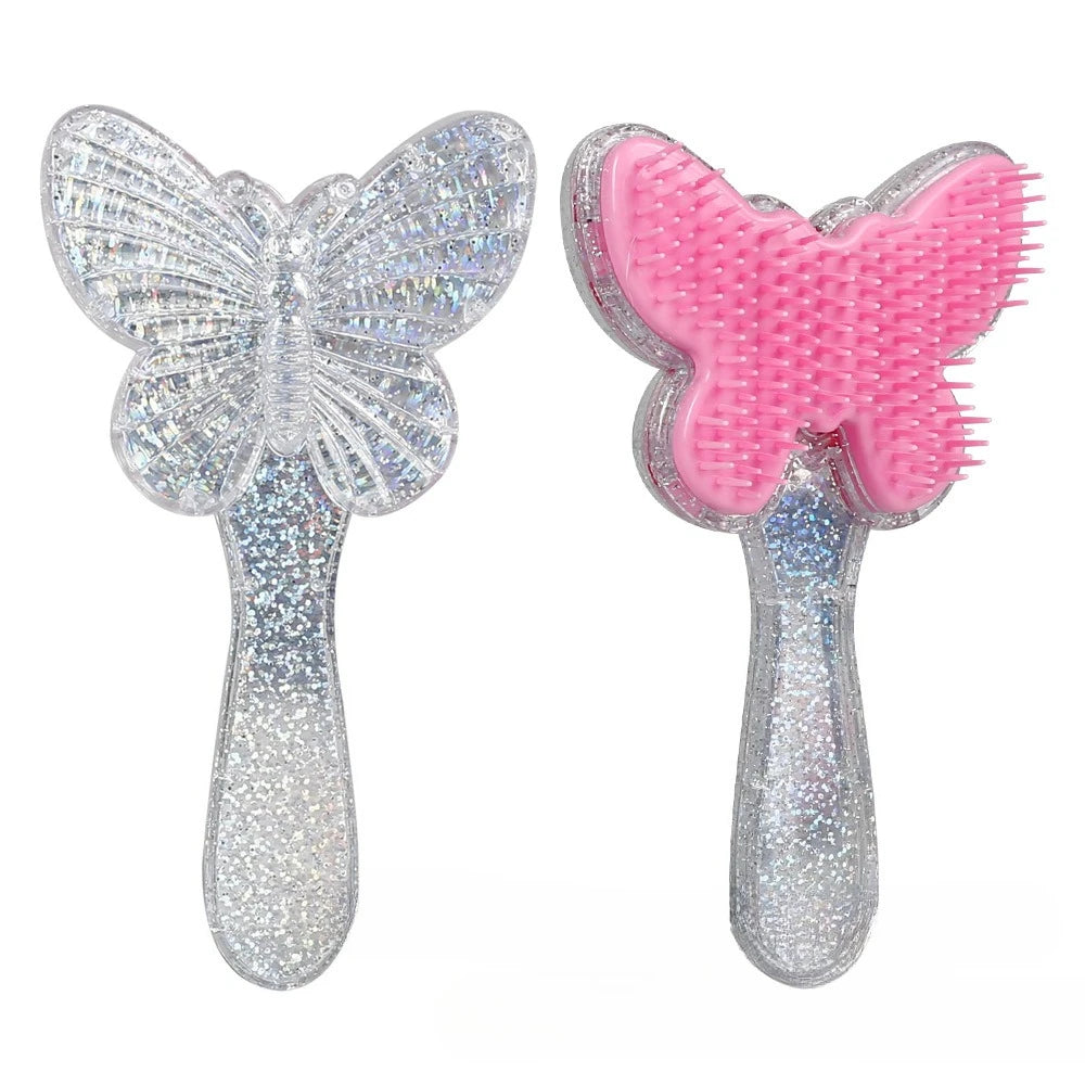 Butterfly Air Cushion Massage Comb – Anti-Tangle Hair Styling Hair Massage Comb PLUSH Shining silver