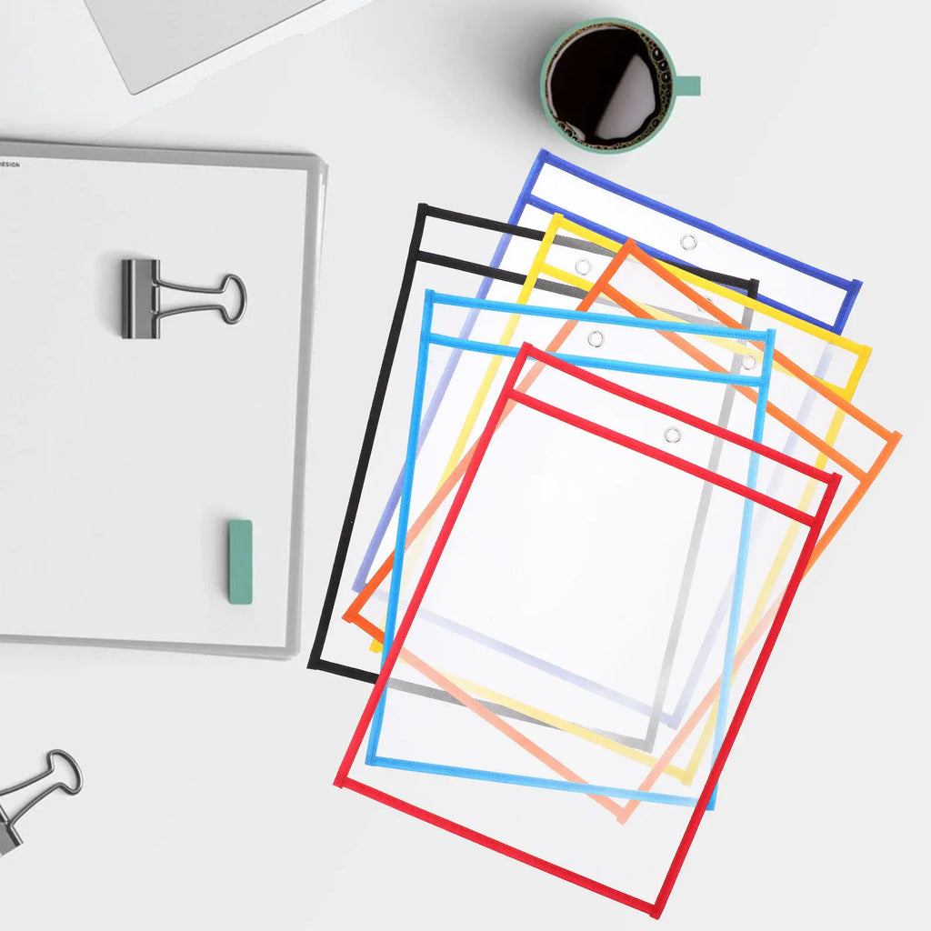 Reusable Dry Erase Sleeves 6-Pack – Transparent Double-Sided PVC Dry Erase Sleeves PLUSH