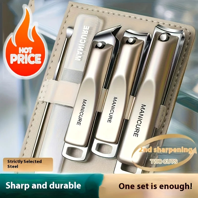 Ouriner 5-Piece Nail Care Set – Clippers, Nano File & Case Nail Care Set PLUSH