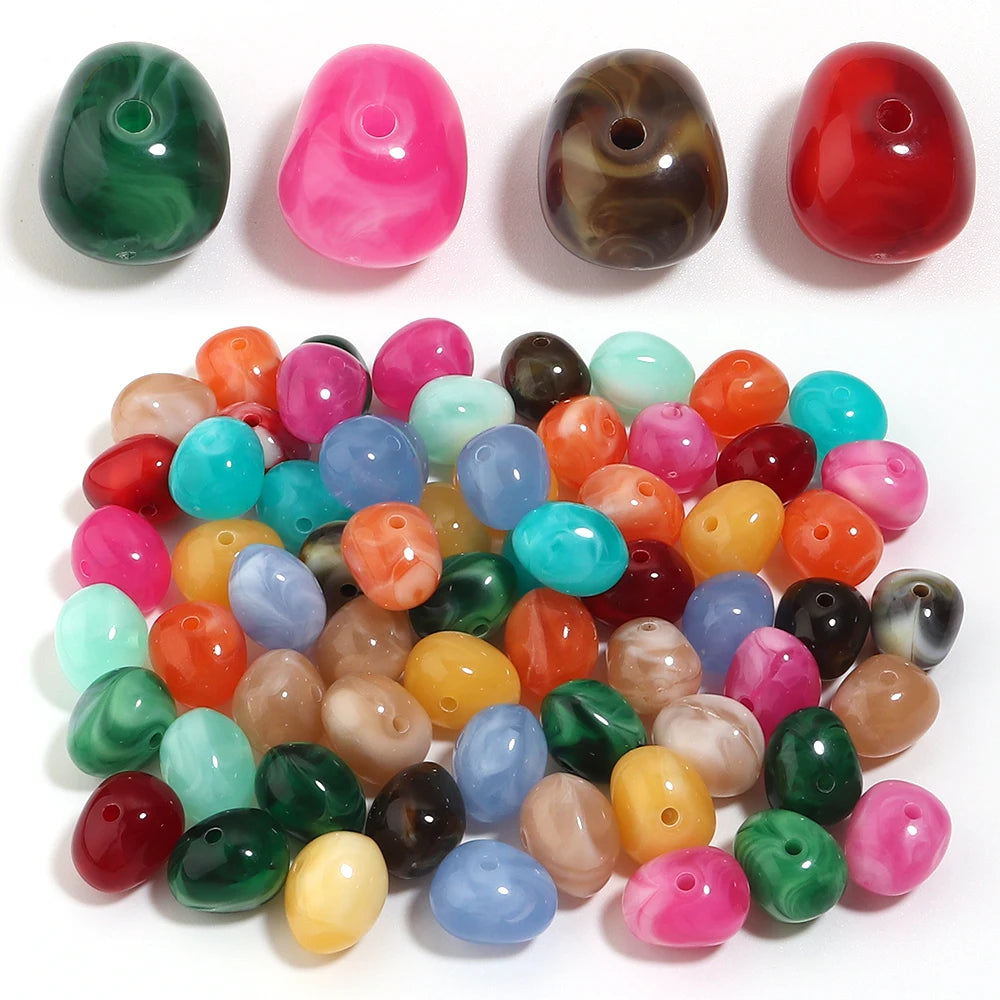 20pcs Marbled Oval Acrylic Spacer Beads 13x16.5mm Big Hole DIY Acrylic Spacer Beads PLUSH
